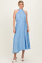 Light Blue Pleated Halter Dress