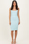 Light Blue Ribbed Square Neck Tank Dress