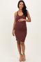 Brown Rib Knit Sleeveless Maternity Dress