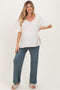 Ivory Oversized Reversible V-Neck Maternity Tee