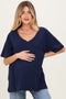 Navy Oversized Reversible V-Neck Maternity Tee