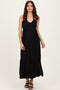 Black Halter Neck Side Slit Midi Dress