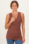 Brown Crossover Ruched Nursing Tank