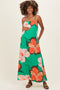 Green Floral Print Sleeveless Maternity Maxi Dress