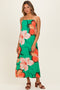 Green Floral Print Sleeveless Maxi Dress