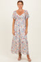 Ivory Floral Short Sleeve Maxi Dress