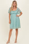 Sage Floral Lace Square Neck Ruffle Trim Maxi Dress