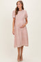Light Pink Embroidered Floral Maternity Midi Dress