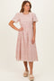 Light Pink Embroidered Floral Midi Dress