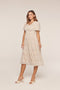 Cream Floral Chiffon Smocked Midi Dress