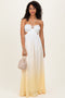 Yellow Ombre Satin Halter Cutout Maxi Dress