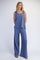 Blue Button Detail Tank Wide Leg Pant Set
