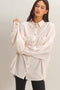 Pink Oversized Striped Button-Up Shirt