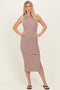 Brown Striped Side Slit Tank Dress