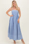 Blue Mixed Stripe Sleeveless Maxi Dress
