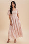 Light Pink Embroidered Floral Smocked Maxi Dress