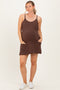 Brown Racerback Maternity Romper Dress