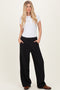Black Smocked Waist Trousers