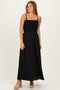 Black Textured Smocked Maxi Dress