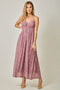 Mauve Criss-Cross Back Mesh Dress