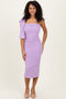 Lavender One Shoulder Bow Midi Dress