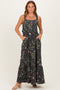 Forest Green Floral Bow Strap Maxi Dress