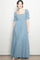 Blue Open Back Ribbon Tie Maxi Dress