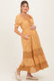 Gold Lace Contrast Paneled Maternity Maxi Dress