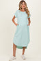 Mint Ribbed Curved Hem Maternity Midi Dress
