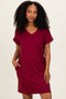 Cabernet Brushed Rolled Short Sleeve V-Neck Dress
