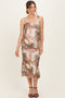 Taupe Mesh Floral Sleeveless Maternity Midi Dress