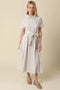 Blue Striped Belted Shirt Dress