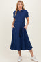 Navy Belted Maxi Maternity Shirt Dress