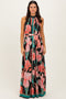 Black Floral Halter Maxi Dress