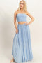 Light Blue Smocked Tube Top Tiered Skirt Set