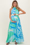 Mint Floral Chiffon Halter Maternity Maxi Dress