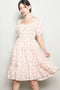 Peach Floral Sweetheart Neck Smocked Midi Dress