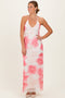 Pink Floral Crisscross Back Maxi Dress
