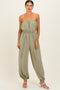 Olive Crinkled Tube Balloon Jumpsuit