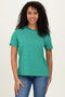 Green/White Short Sleeve Round Neck Stripe Tee