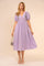 Lavender Puff Sleeve Embroidered Midi Dress