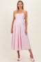 Light Pink Linen Sleeveless Tie Back Flared Maternity Midi Dress