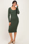 Olive Basic Square Neck Midi Dress