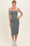 Olive Contrast Double Strap Midi Dress