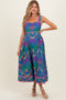 Navy Tropical Embroidery Maternity Midi Dress