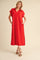 Tomato Red Collared Oversized Midi Dress