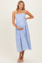 Powder Blue Floral Gingham Maternity Midi Dress