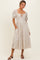 Cream Floral Puff Sleeve Midi Dress