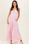 Light Pink Sleeveless Deep V-Neck Maxi Dress