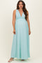 Mint Sleeveless Deep V-Neck Maternity Maxi Dress